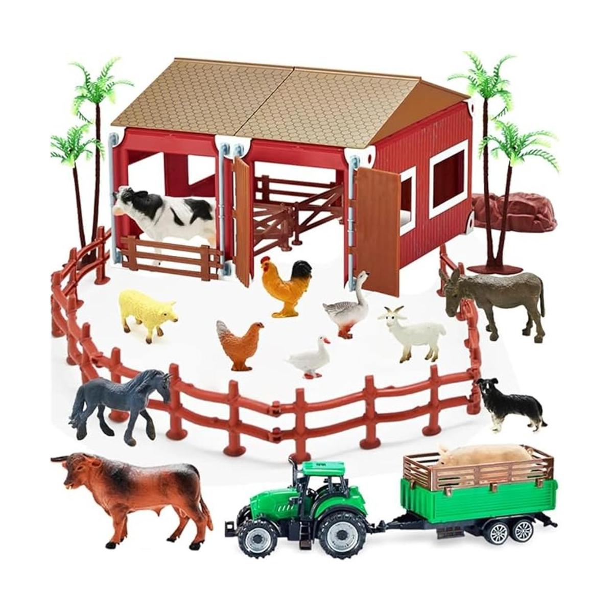 Mini juguete de granero de juguetes de granja 66 figuras