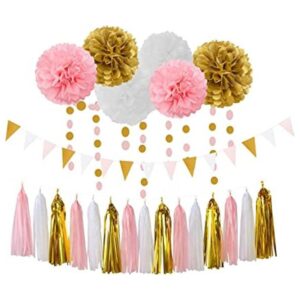 Decoraciones de fiesta de cumpleaños de niña de oro rosa y