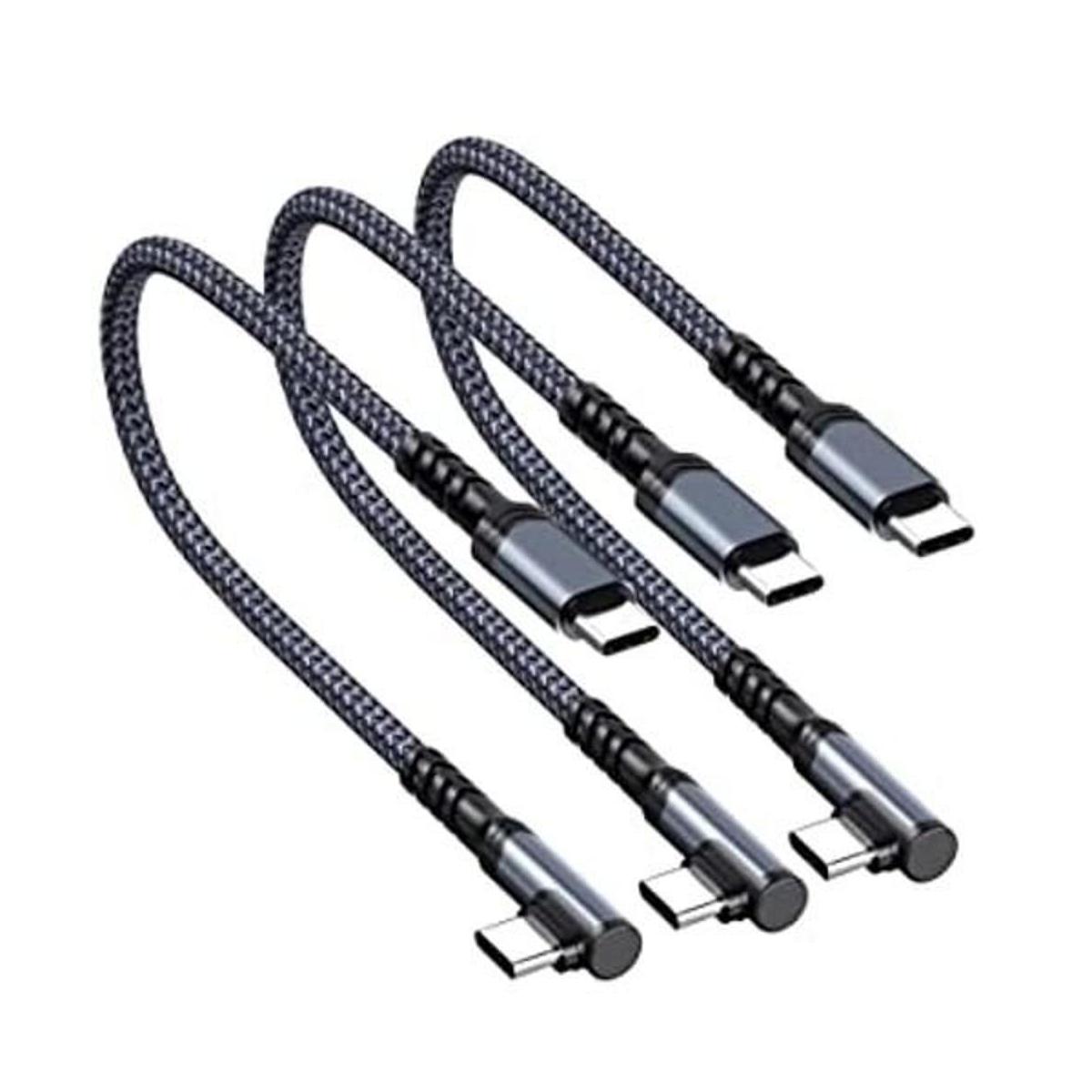 Paquete de 3 cables cortos USB C a USB C de 1 pie 60 W
