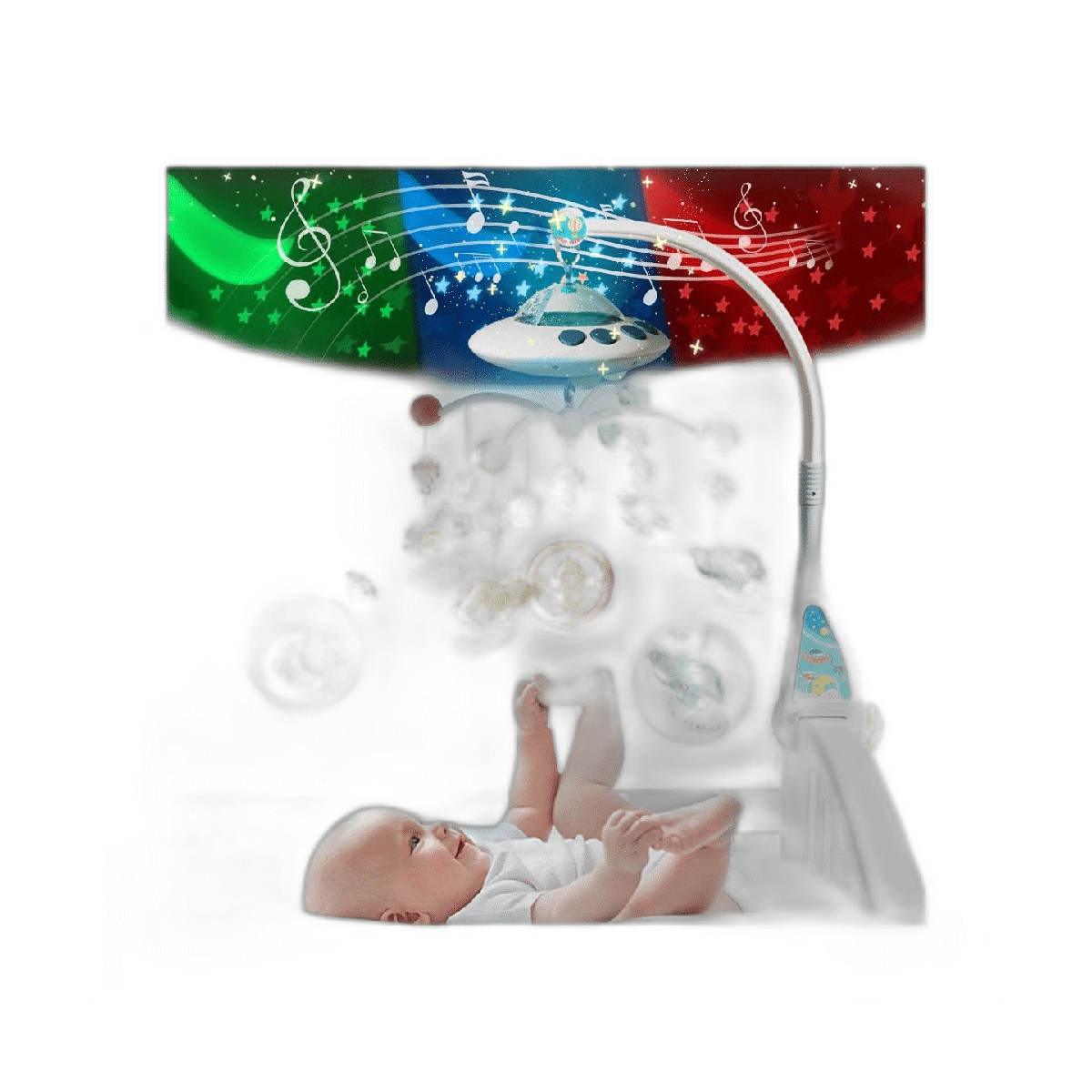 Lcasio Cuna musical para bebés con luces nocturnas y