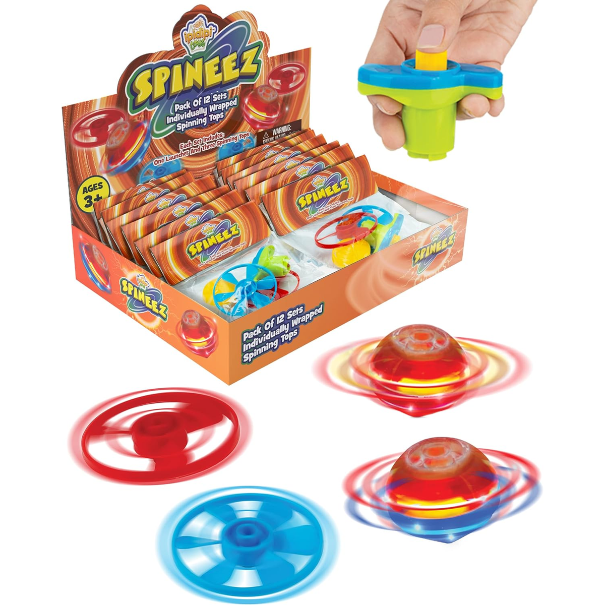 Tapas giratorias iluminadas y disco volador 12 juegos