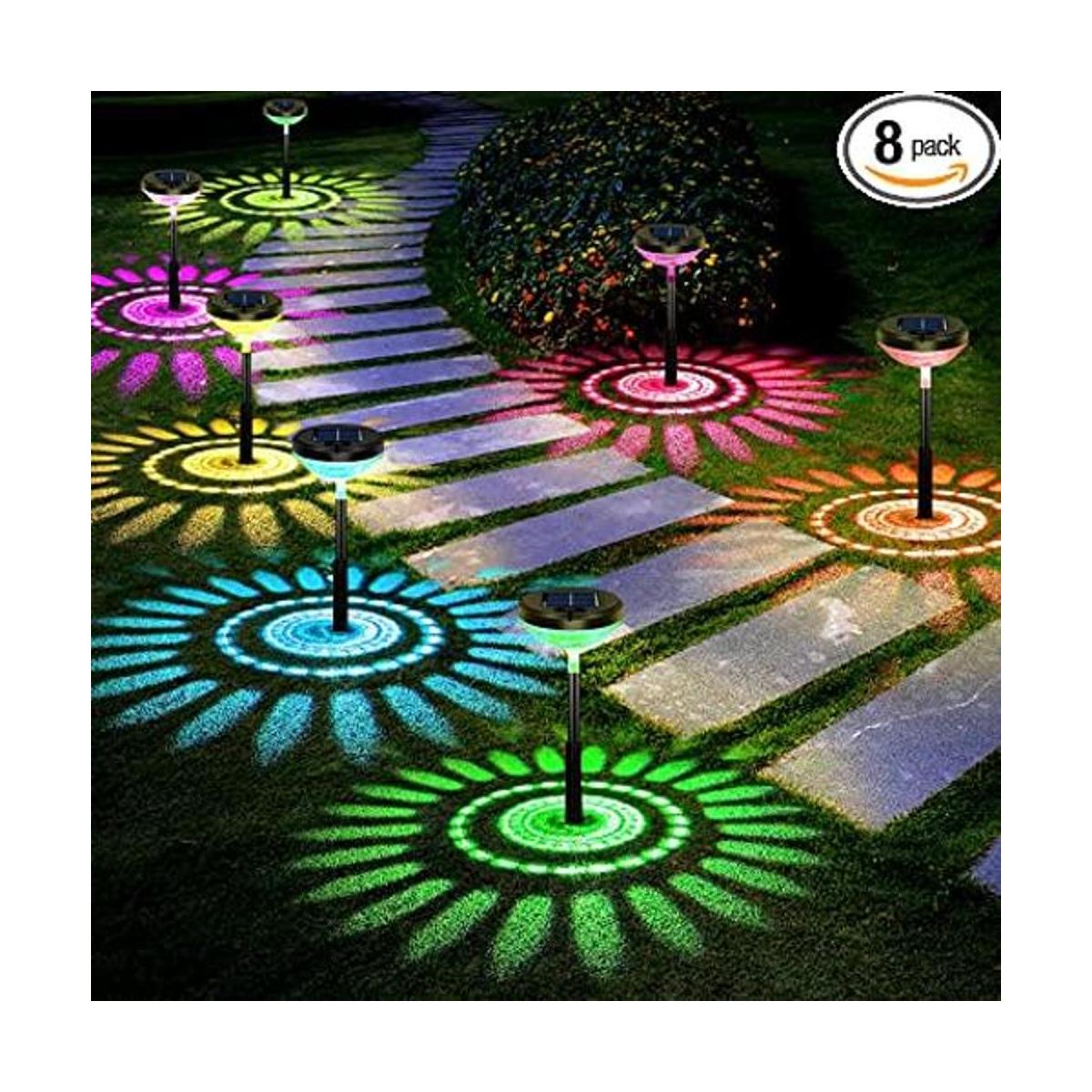 Luces solares brillantes para camino paquete de 8