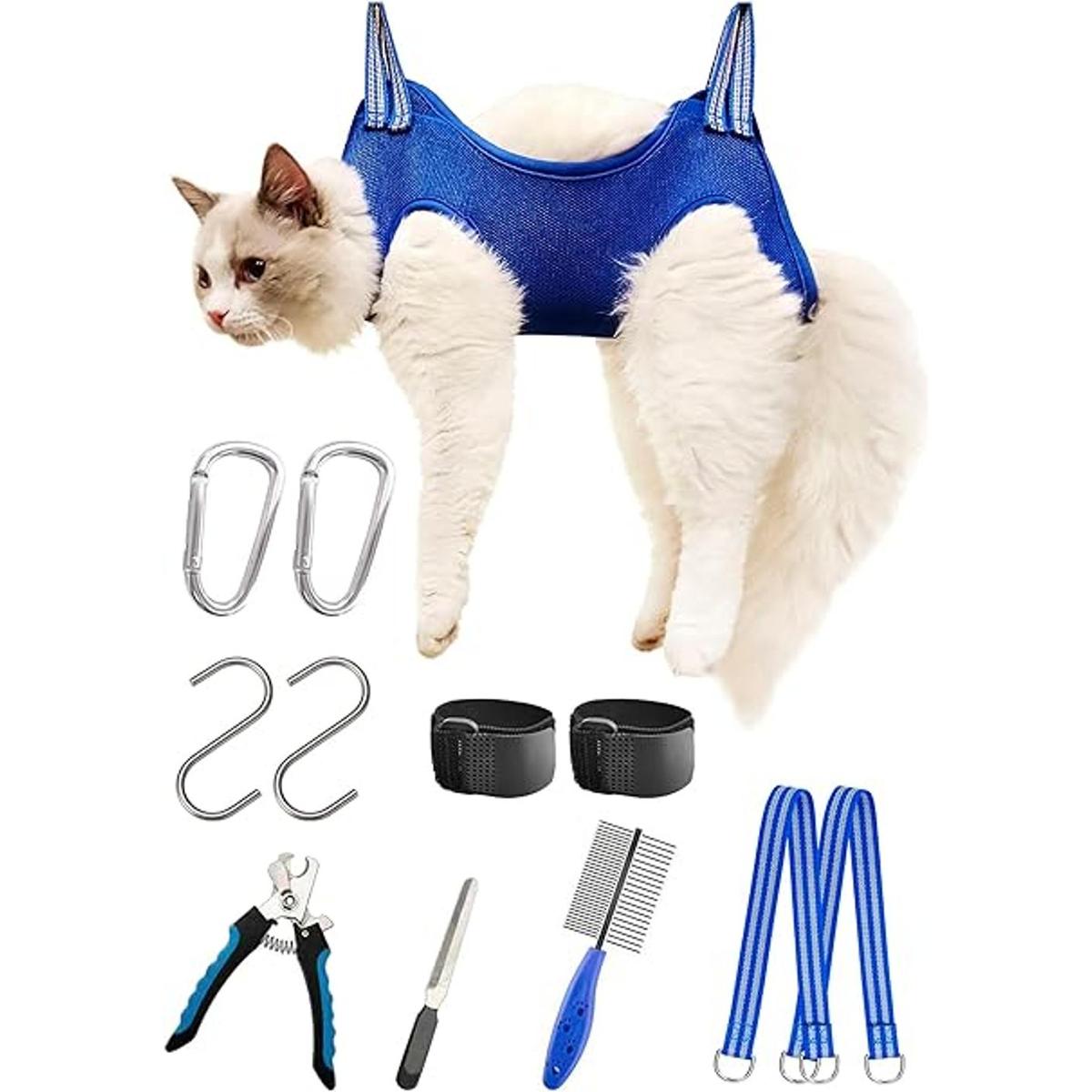 Kkiimatt 10 in 1 Pet Grooming Hammock Harness with Nail