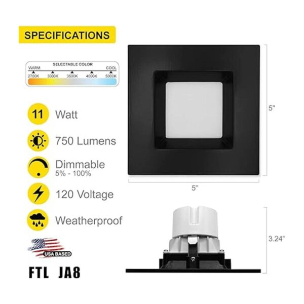 Luz empotrable LED cuadrada de 4 pulgadas paquete de 4_2
