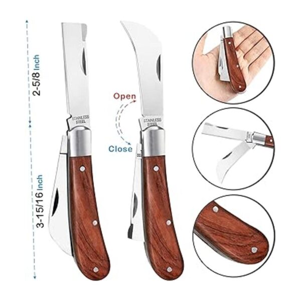 Cuchillo de injerto de jardín doble hoja de acero_3