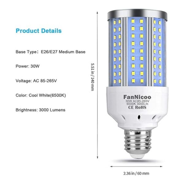 Paquete de 2 bombillas LED de maíz equivalente a 200 W_2