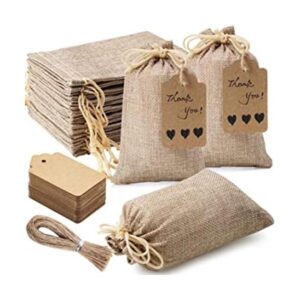Homum 25 bolsas de regalo de arpillera premium con cordón