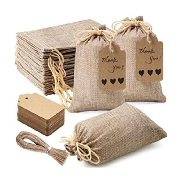 Homum 25 bolsas de regalo de arpillera premium con cordón