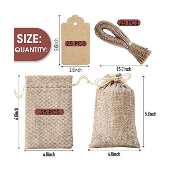 Homum 25 bolsas de regalo de arpillera premium con cordón