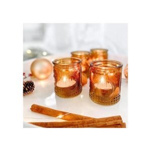 Kate Aspen Soporte para luz de té de vidrio ámbar vintage_1