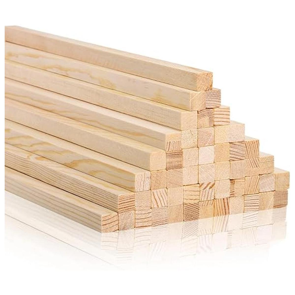 Elsjoy Paquete de 50 varillas cuadradas de madera de pino