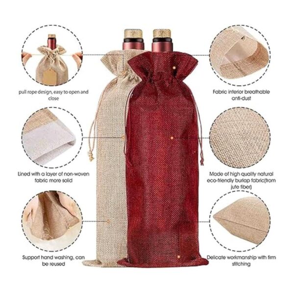 Homum 12 bolsas de vino de arpillera de primera calidad y