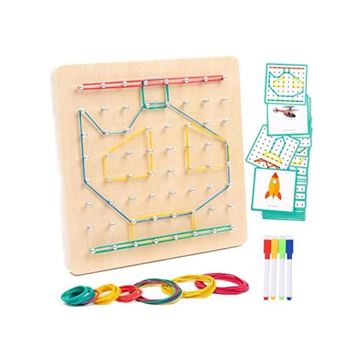 Geoboard de madera con bandas de goma juguete educativo