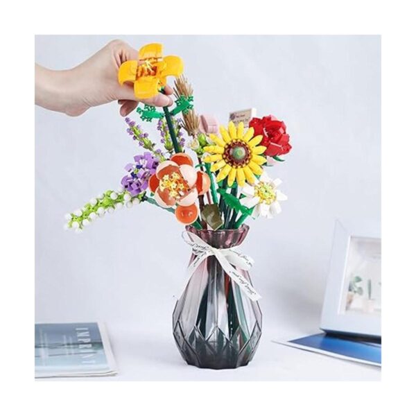 QLT Juego de construcción de ramo de flores de ladrillos_5