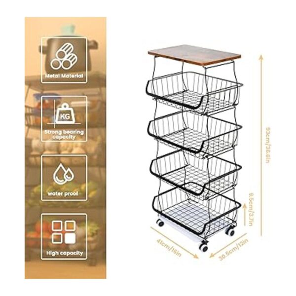 MODEREVE Cesta de frutas para cocina cesta apilable de 5