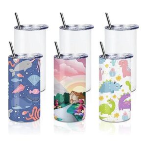 Paquete de 6 vasos rectos blancos de sublimación de 12
