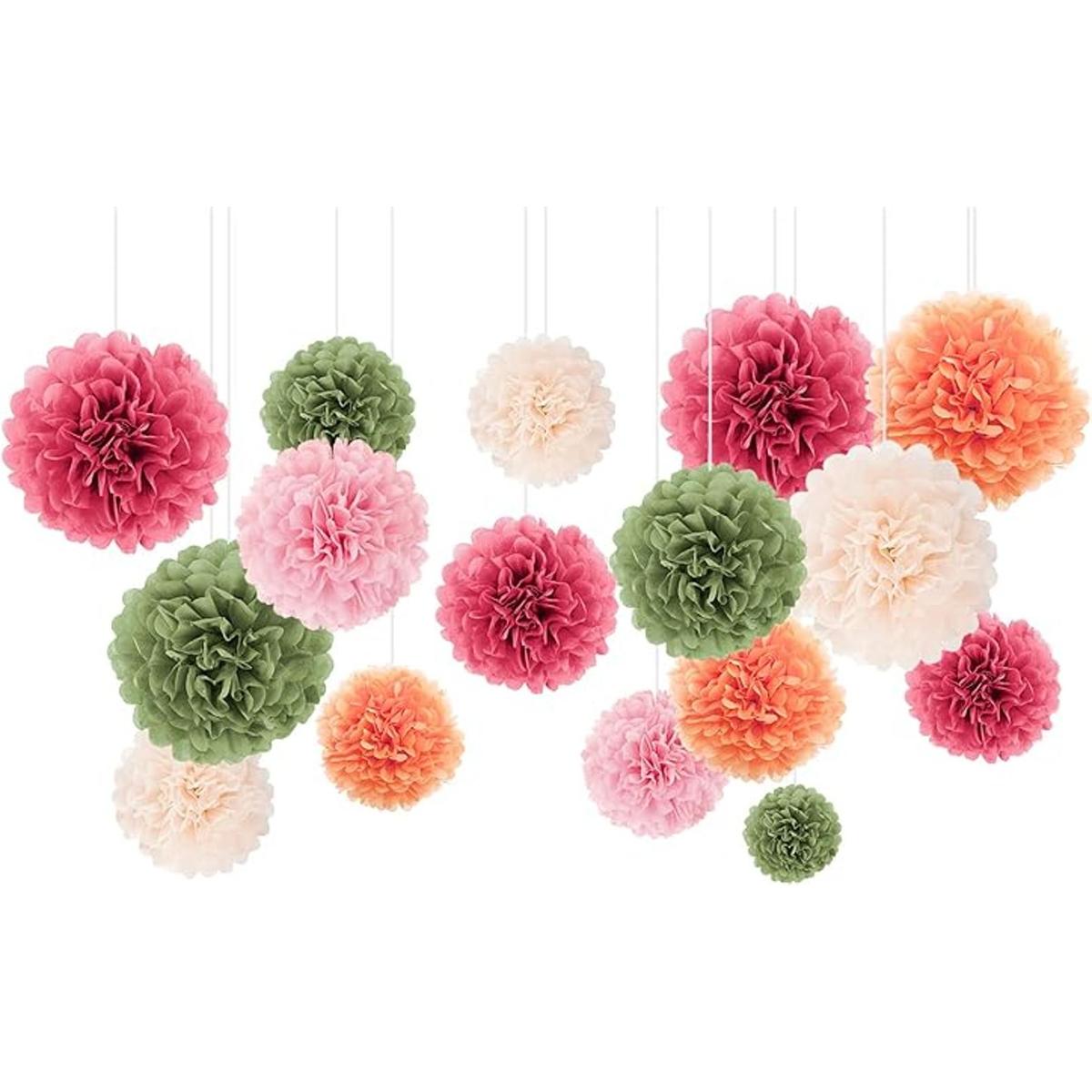 NICROLANDEE Decoraciones para fiestas de boda 16 pompones