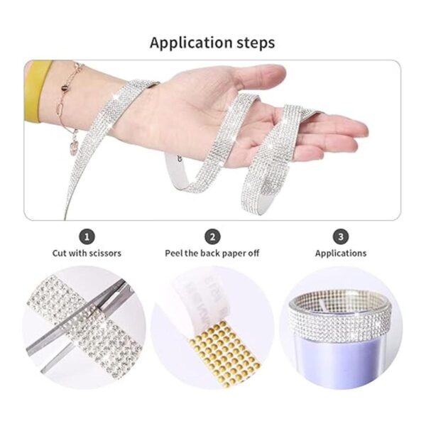 Tiras autoadhesivas de diamantes de imitación cinta de_4
