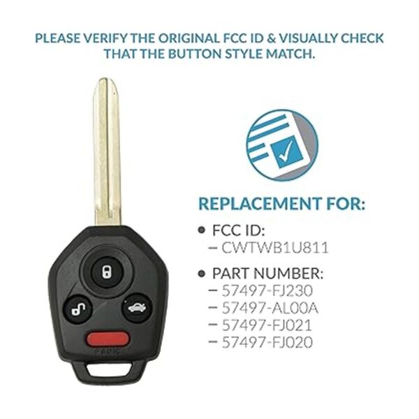 Keyless2Go Repuesto para llave remota de 4 botones Subaru_4