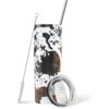 Mhrevyi Vaso delgado con estampado de vaca con tapa y