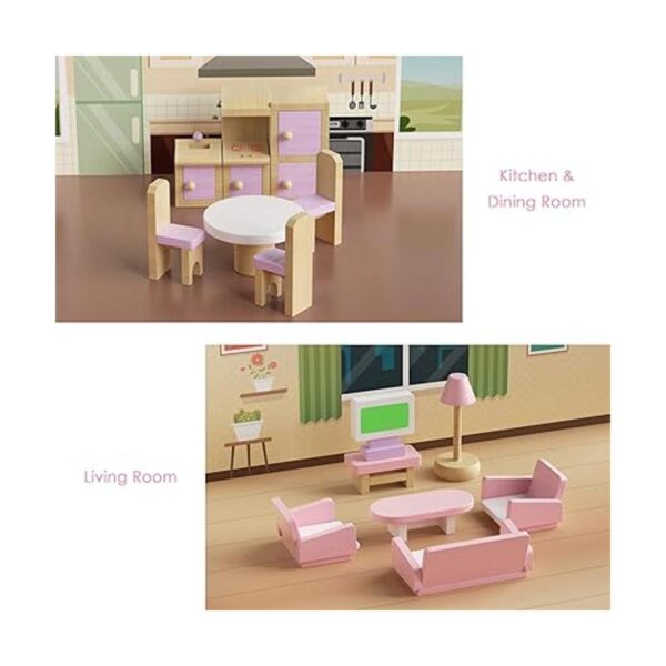 Juego de muebles de madera para casa de muñecas 22 piezas_3