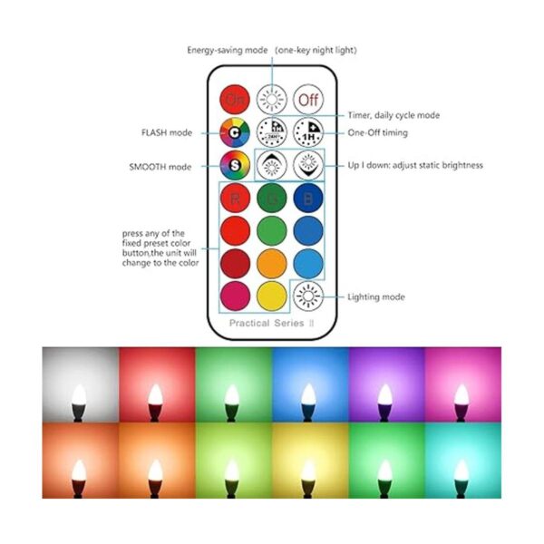 Bombilla LED E12 que cambia de color con control remoto_3