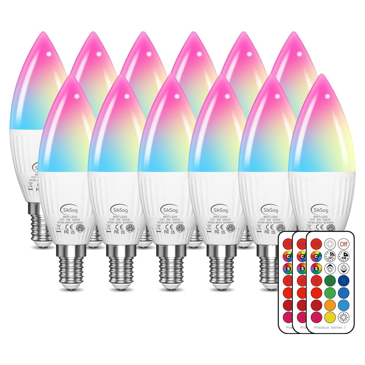 Bombilla LED E12 que cambia de color con control remoto