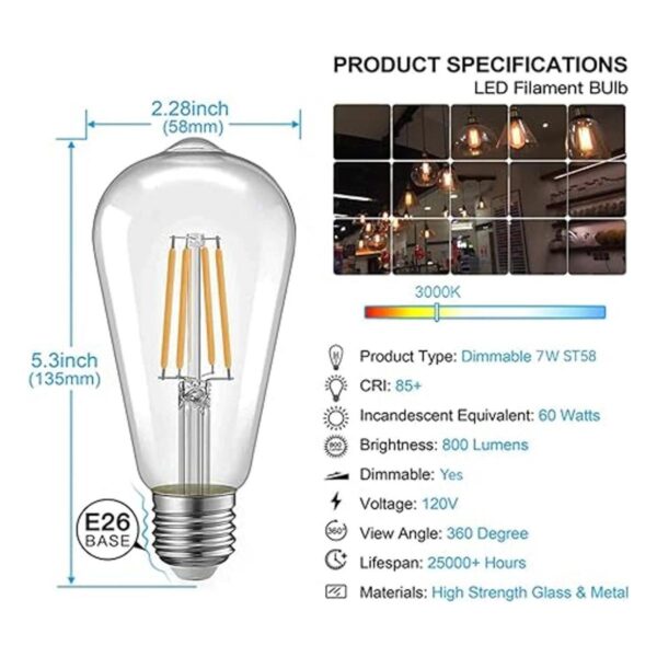 Bombillas LED Edison de 7 W equivalente a 60 vatios_3