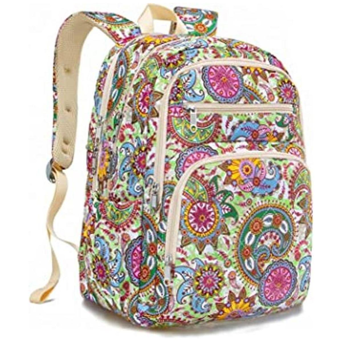 Mochila de viaje grande floral para mujer bolsa escolar