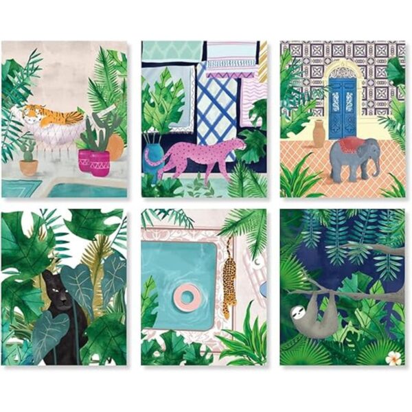 Impresión artística de pared con animales de la selva_1