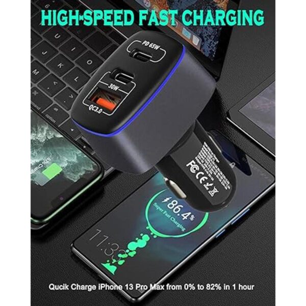 Cargador de coche USB C de 95 W 3 puertos PD 65 W PPS 55_5
