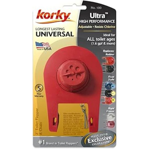 Korky 100DP 100 Solapa de inodoro paquete de 2 color rojo