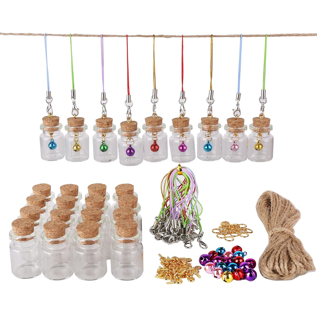 MaxMau 25 botellas pequeñas de vidrio con tapones de