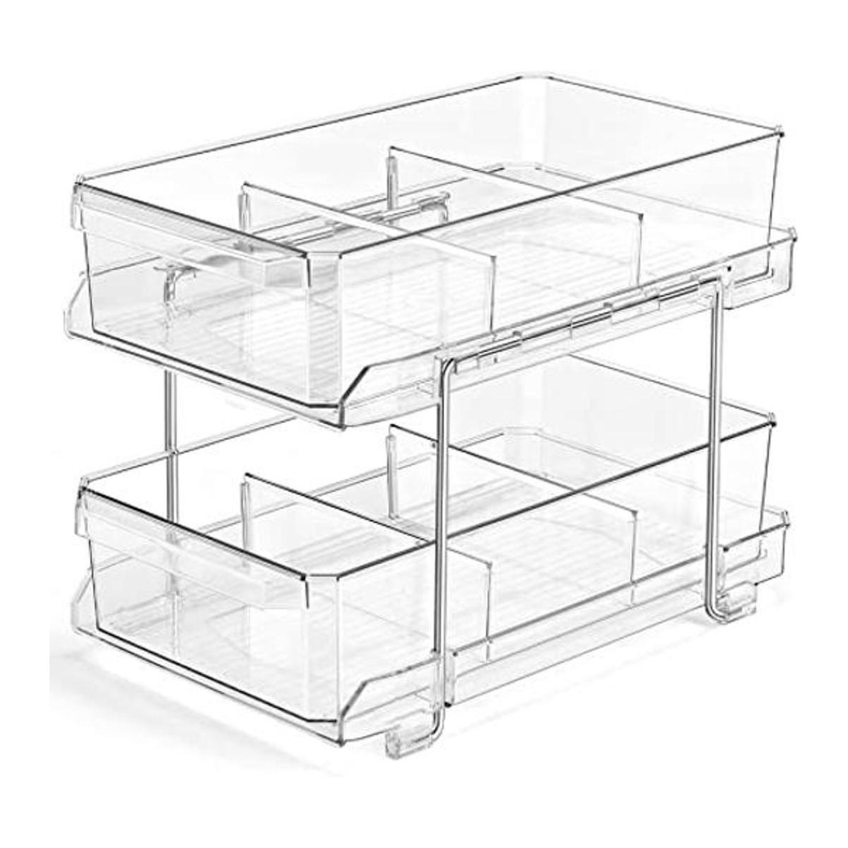 Organizador transparente de 2 niveles con separadores