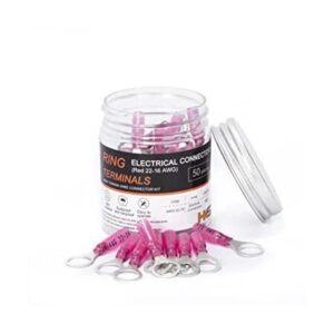 HKS 50 terminales de anillo de 38 pulgadas rojo 2216 AWG_1