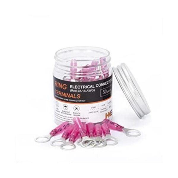 HKS 50 terminales de anillo de 38 pulgadas rojo 2216 AWG_1