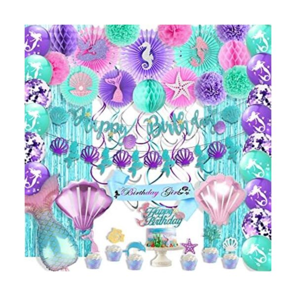 Hombae Decoración de cumpleaños de sirena kit de_1