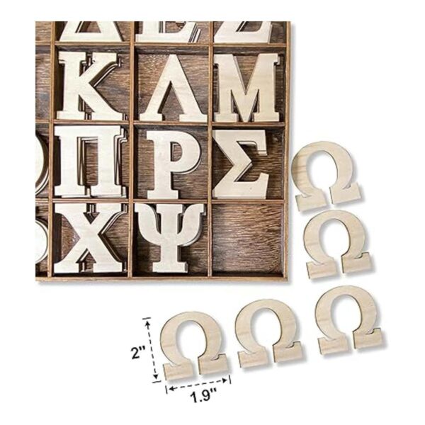 Letras griegas de madera de 2 pulgadas 120 piezas de