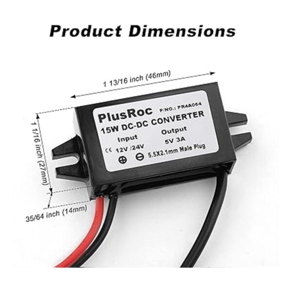 PlusRoc Convertidor impermeable de 12 V24 V a 5 V módulo_6