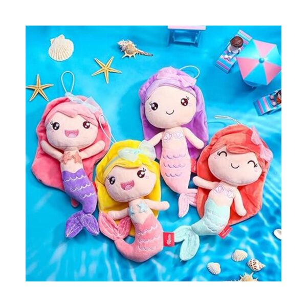 4 piezas de muñeca de sirena de felpa con diseño de sirena_6