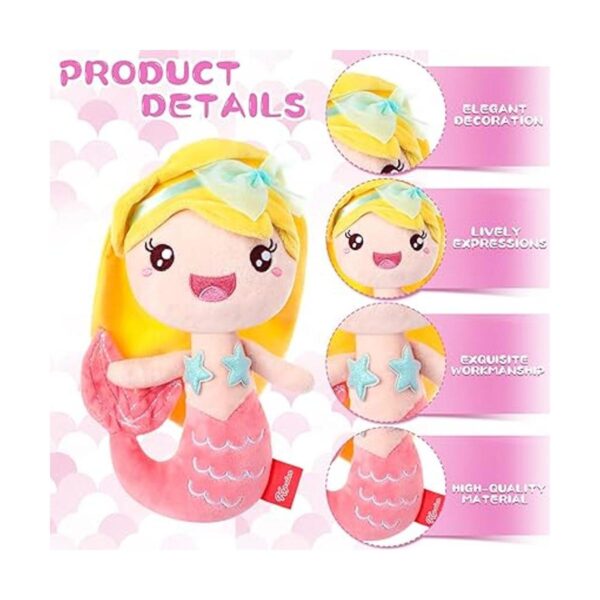 4 piezas de muñeca de sirena de felpa con diseño de sirena_3