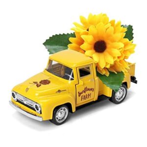 Huray Rayho Camión de metal de girasol con flor de
