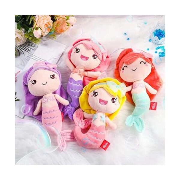 4 piezas de muñeca de sirena de felpa con diseño de sirena_4
