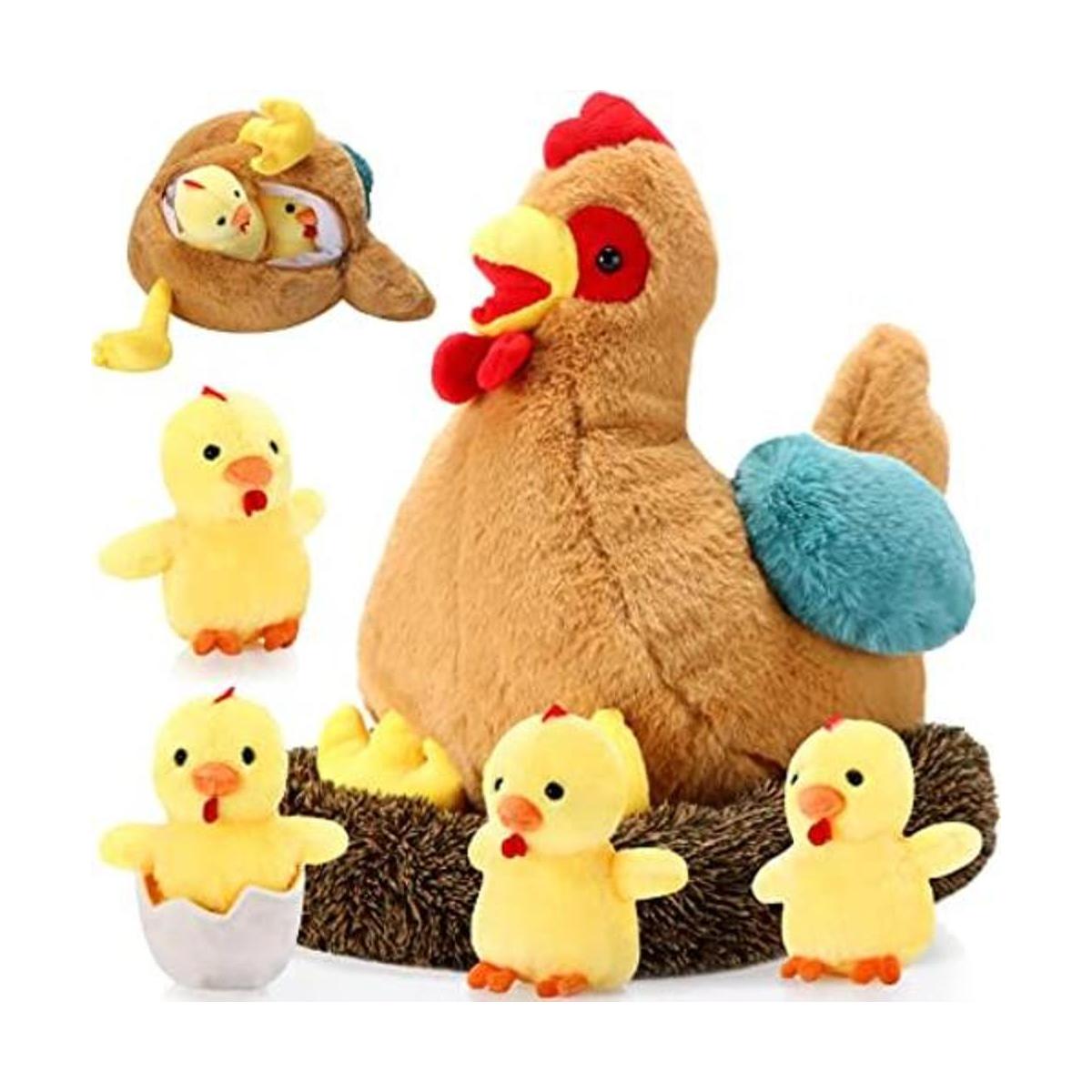 Pollo de gallina de peluche de 9.84 pulgadas con vientre