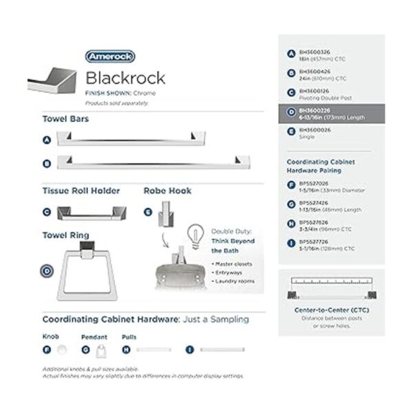Amerock Toallero 61316 pulgadas 6.811 in Cromo_4