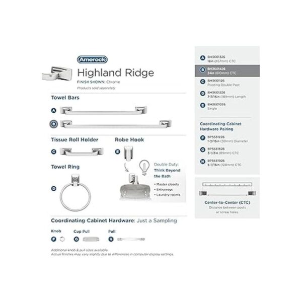 Barra de toalla Highland Ridge Chrome de transición de 24_4