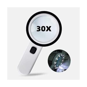 Lupa con luz lupa de mano 30X lupa iluminada con 12 LED