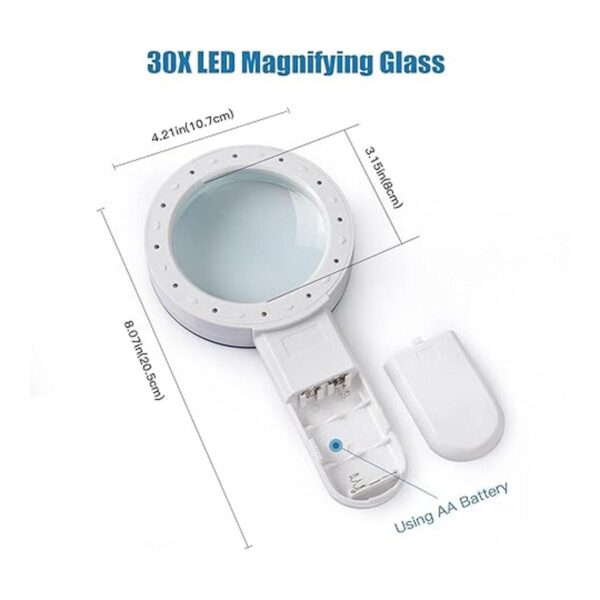 Lupa con luz lupa de mano 30X lupa iluminada con 12 LED