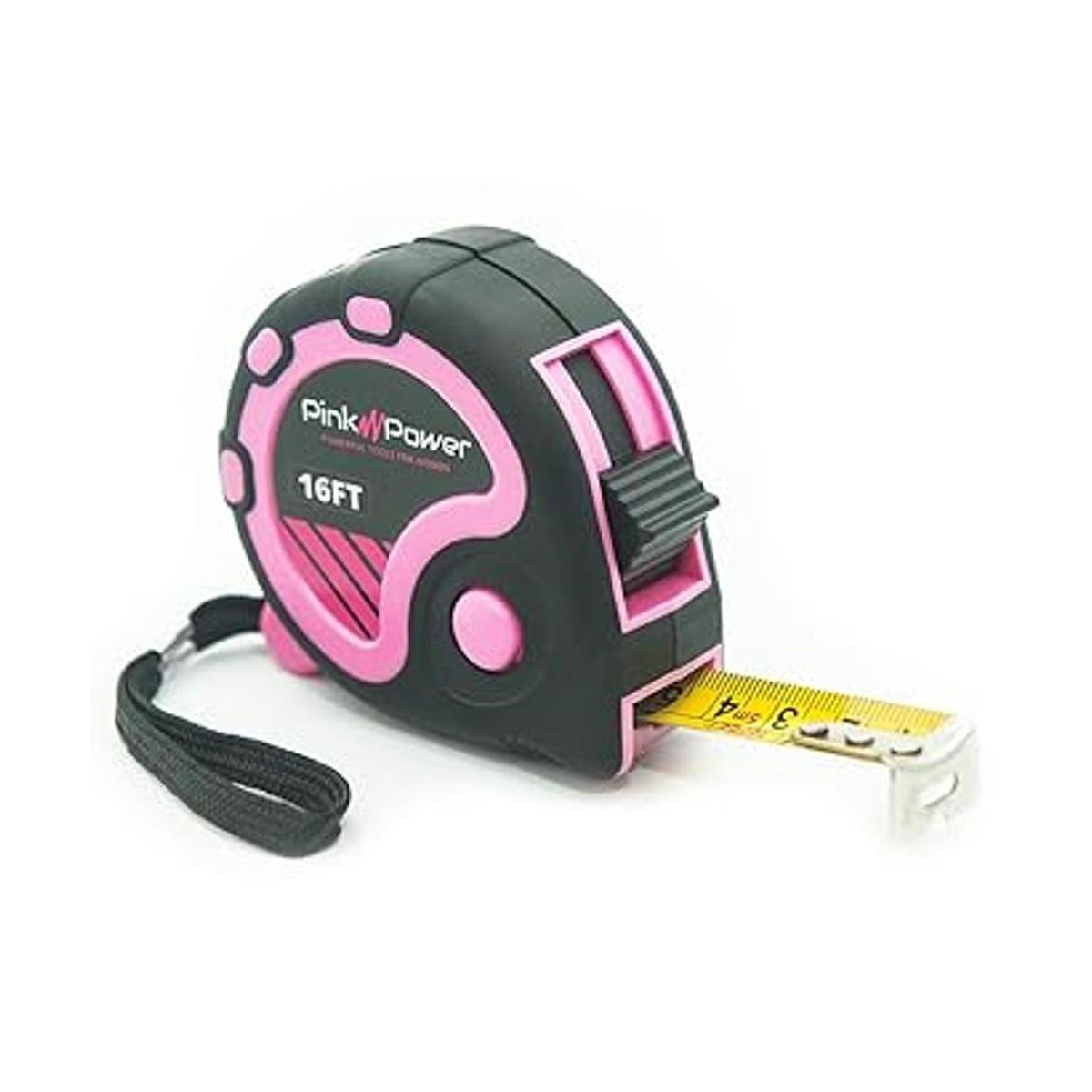 Pink Power Cinta métrica rosa de 16 pies cinta métrica