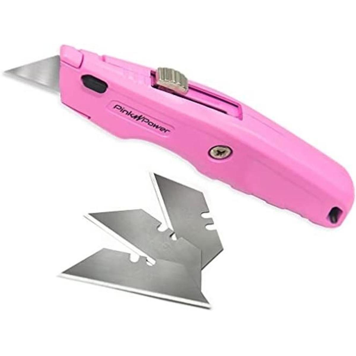 Pink Power Cortador de caja rosa retráctil cuchillo de